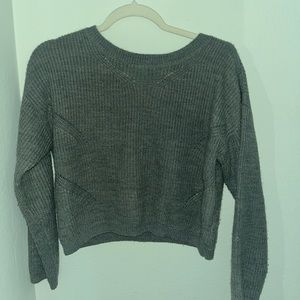 Grey sweater back open